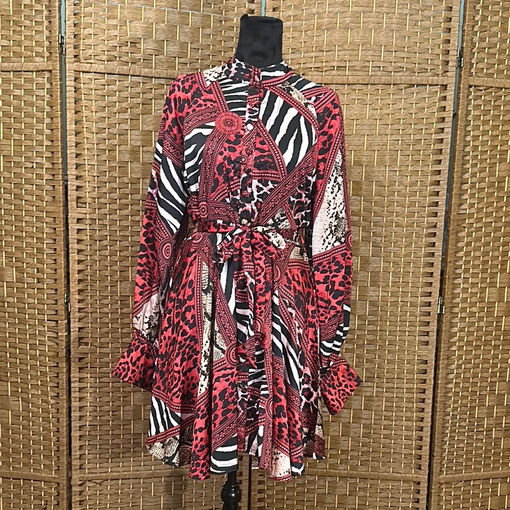 Red and Black Patterned Dress